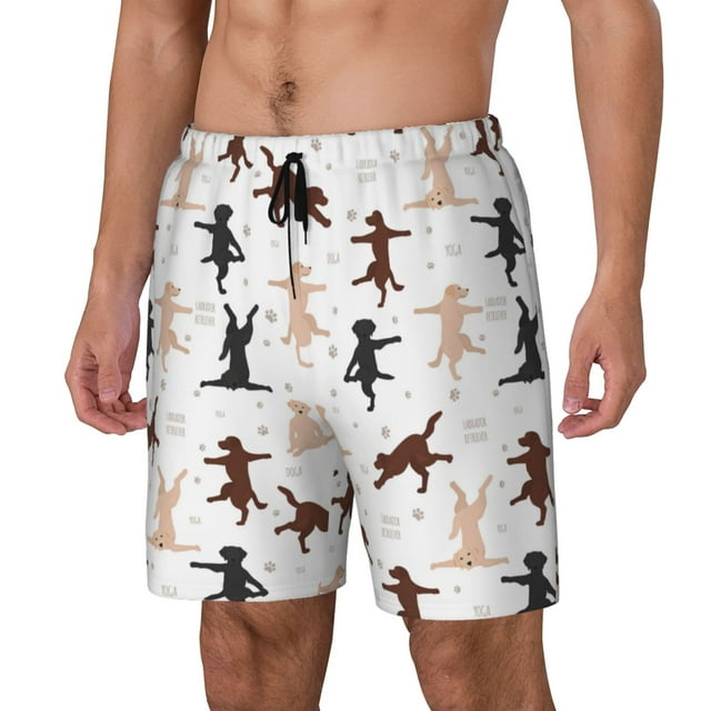 Disketp Yoga Labrador Retriever for Men's Double Layer Sports Swim Trunks,Stretchy Swim Trunks,Perfect for Swimming, Beach & Sports Activities-3X-Large