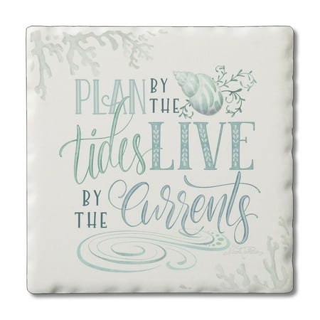 

CounterArt Plan By The Tides 1 Pack Single Absorbent Stone Tumbled Tile Coaster 4” by 4”