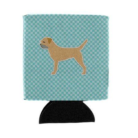 

Carolines Treasures BB3689CC Border Terrier Checkerboard Blue Can or Bottle Hugger Can Hugger multicolor