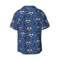 thumbnail image 6 of Lsque Raccoon blue point print Men's Cuban Collar Short Sleeve Shirt Summer Beachwear Casual Button Down Fashionable Vacation Leisure Shirt-Small, 6 of 7