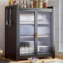 1pc Carbon Steel Kitchen Cabinet with Paint Finish, Layered Storage Rack, Dust-Proof Dish Cabinet with Drain Rack, Countertop for Bowls, Chopsticks, Tableware Storage Organizer