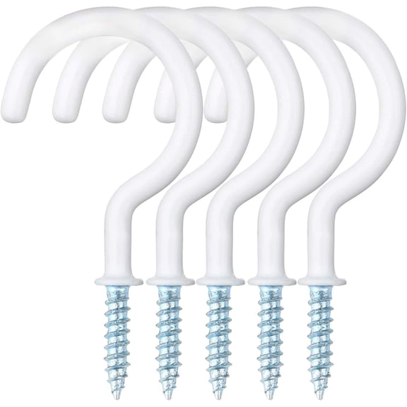 Cup Hooks,30 Pcs Cup Hooks Screw in Hooks White Mug Holder Plastic Coated Heavy Duty Hook Hangers - 50mm (2 inch)