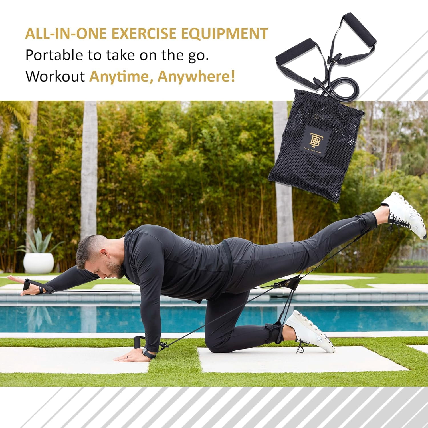 Total Body Band, 20 lbs, Heavy, Charcoal, Full Body Workout Band, Strength & Core Training