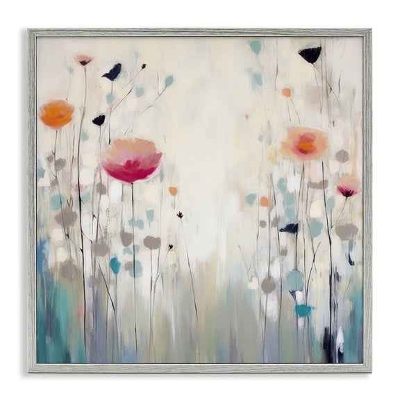 Stupell Industries Shabby Chic Pastel Poppies Gray Framed Giclee Art, 17 x 17, by Irena Orlov