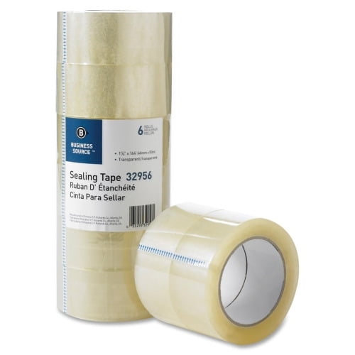 Business Source Heavy-duty Packaging Tape 54.67 yd Length x 1.88' Width - 3' Core - Pressure-sensitive Poly - 3.54 mil - Rubber Backing - 6 / Pack - Clear