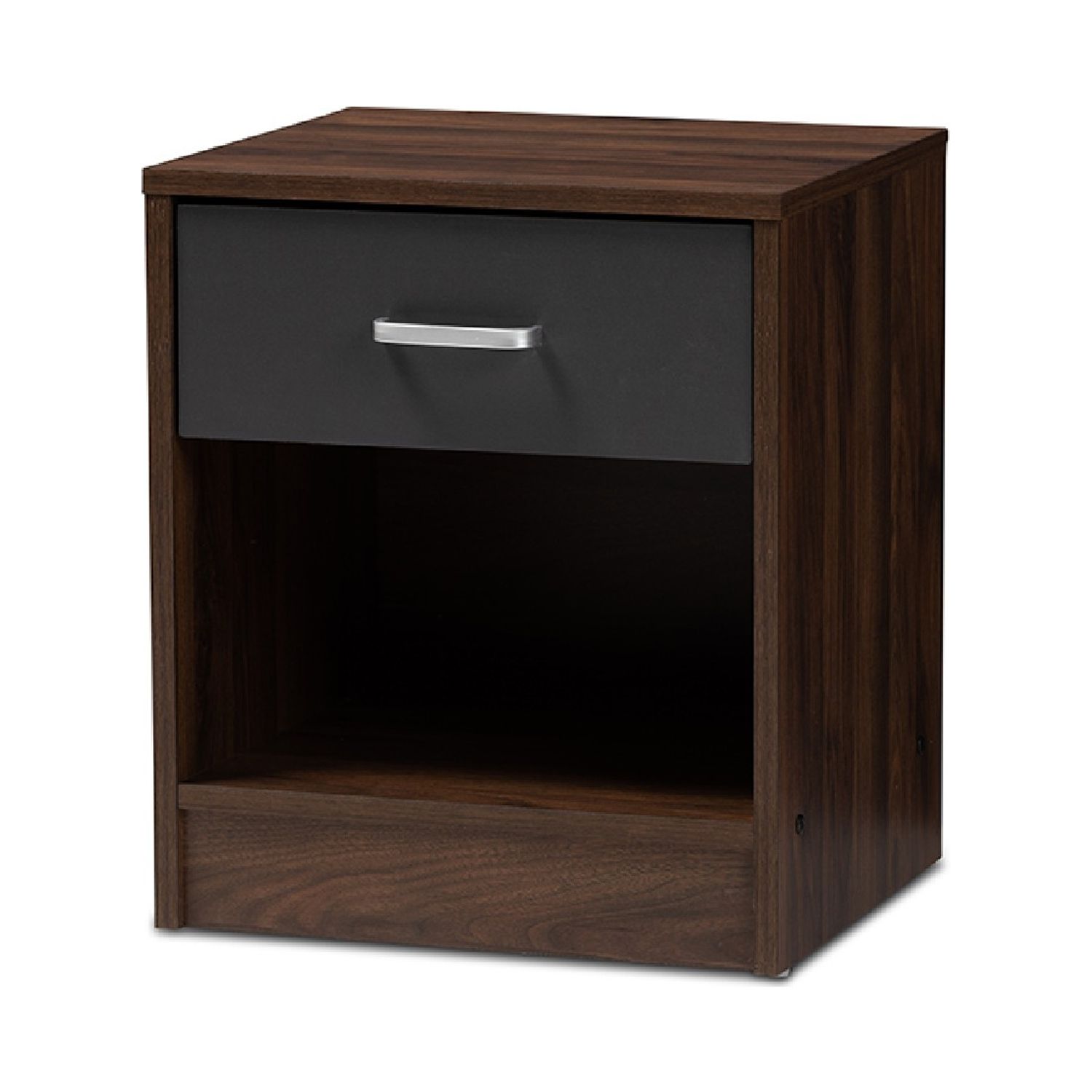 Baxton Studio Hansel Modern and Contemporary 1-Drawer Dark Brown and Dark Grey Finished Nightstand - image 3 of 7
