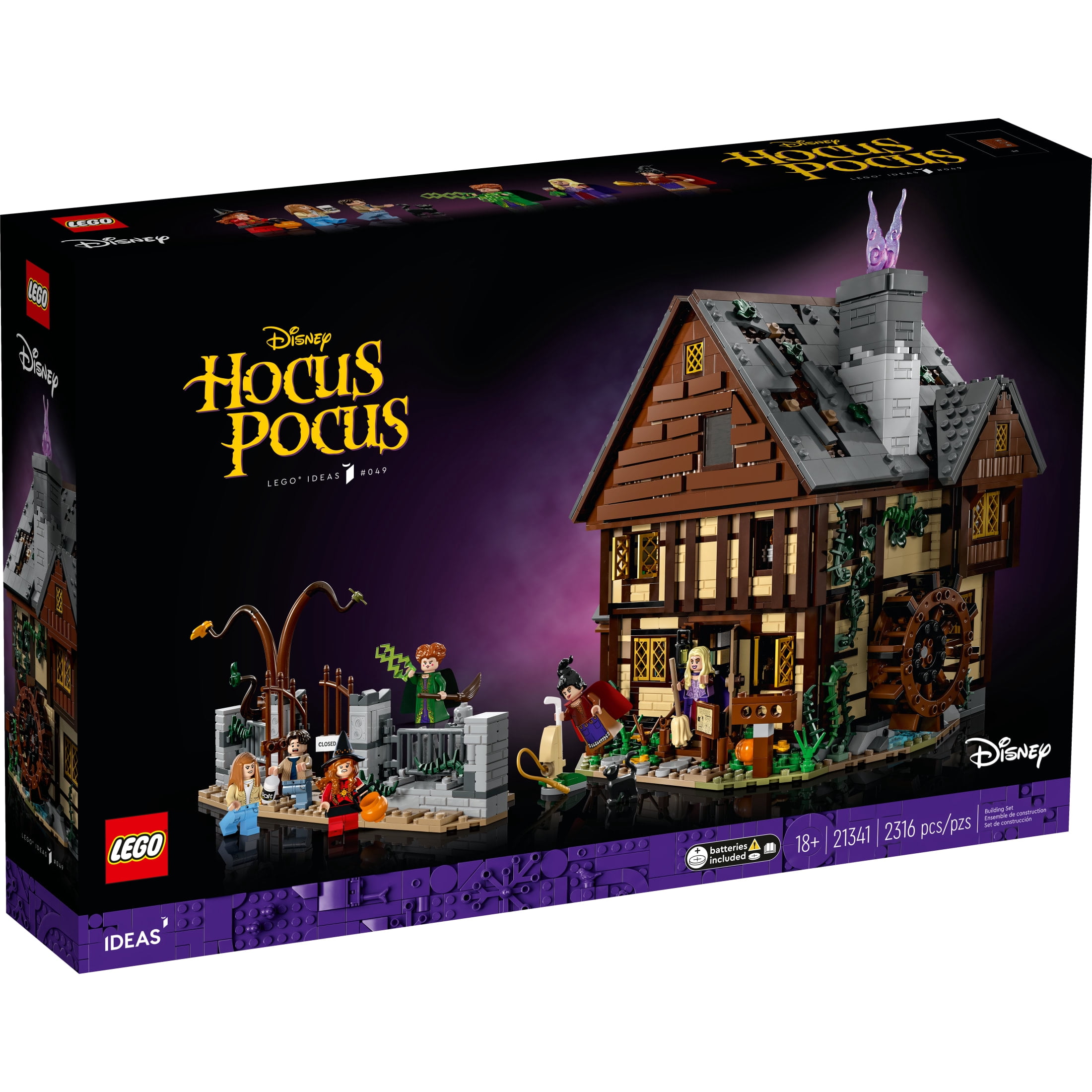 LEGO Ideas Disney Hocus Pocus The Sanderson Sister's Cottage - Building Set for Adults, Men & Women, Age 18+ - Unique Gift for Fans W/ Sister Minifigures - 21341