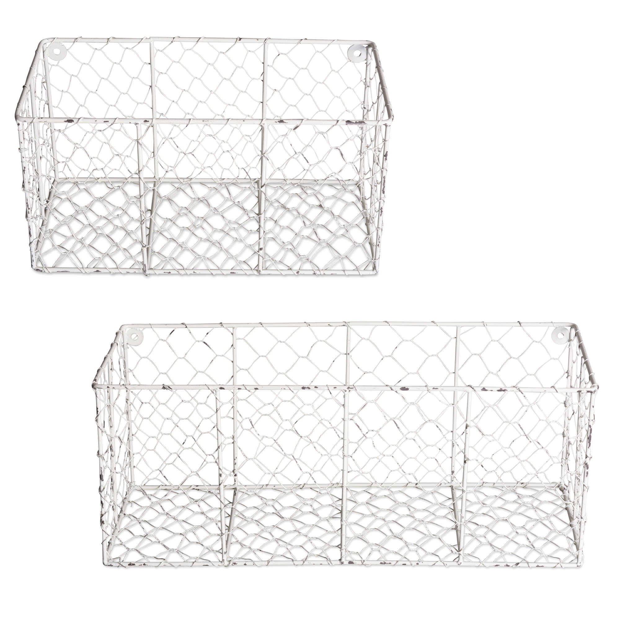 Home Traditions Rustic Farmhouse Vintage Chicken Wire Wall Basket, Set