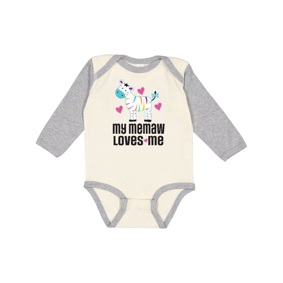Inktastic My Memaw Loves Me Girls Zebra Girls Long Sleeve Baby Bodysuit