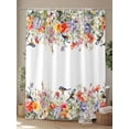 thumbnail image 4 of Vintage Flowers Long Shower Curtain Set, Waterproof Shower Curtains for Bathroom, Spring Floral Botanical Pastoral Washable Fabric Cloth Bath Curtain for Bathtub Decoration with Hooks 72x84 Inches, 4 of 6