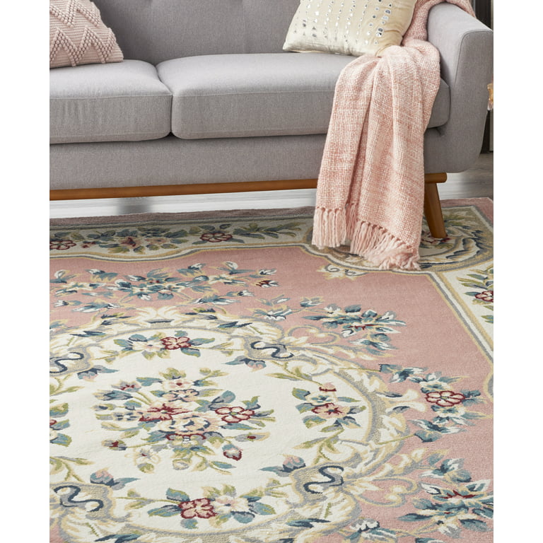 Serena Aubusson II Small Accent Rug 1feet 10inches x 2feet 10inches Floral Wool Rugs , 1'10 x 2'10, Rose Flower