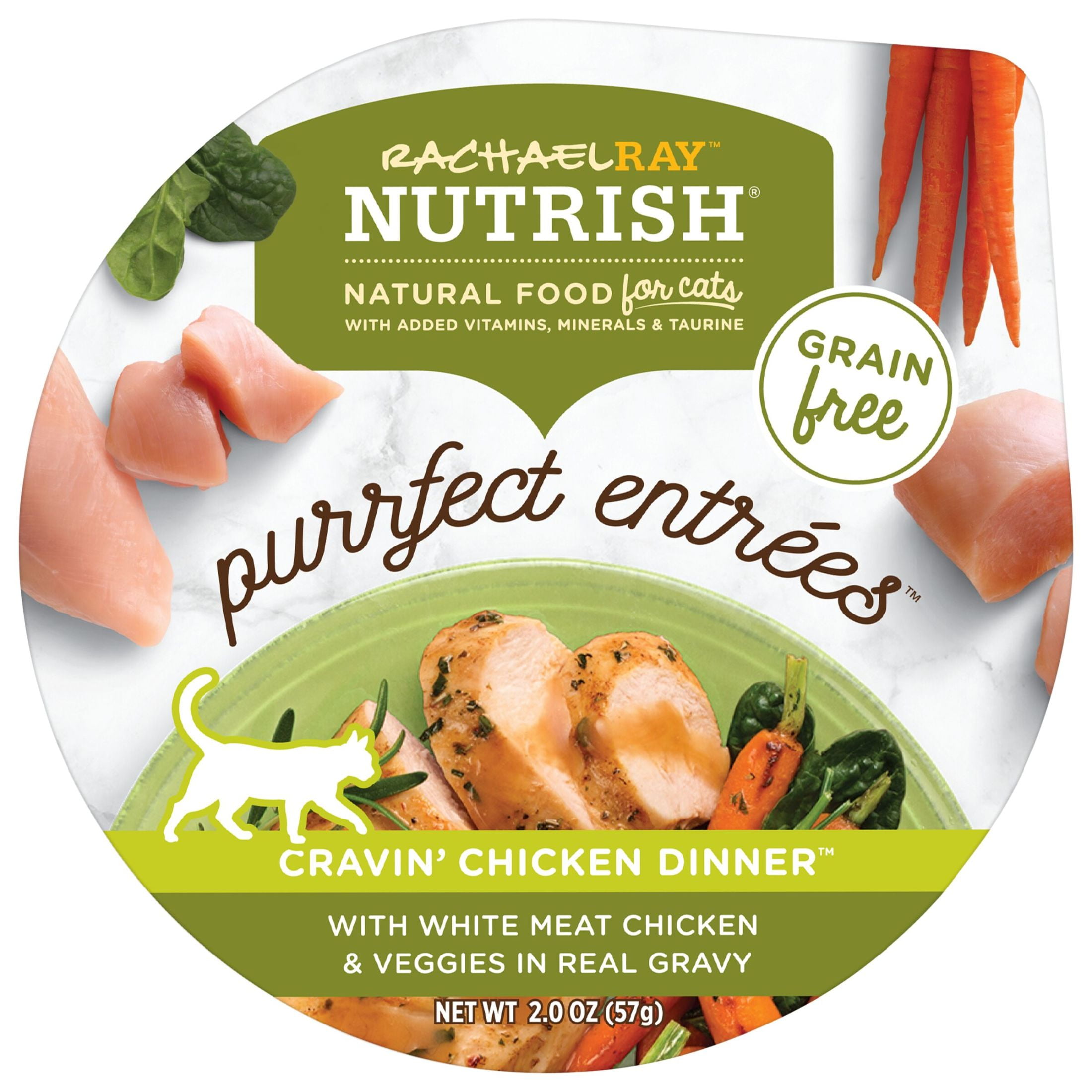 Rachael Ray Nutrish Purrfect Entrees Cravin' Chicken Dinner Grain Free Wet Cat Food, 2 oz. Cup