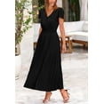 thumbnail image 4 of Vestido largo PRETTYGARDEN para mujer, verano 2025, cuello en V, con volantes, negro, 4 of 9
