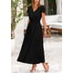 thumbnail image 4 of Vestido largo PRETTYGARDEN para mujer, verano 2025, cuello en V, con volantes, negro, 4 of 9