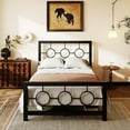 thumbnail image 2 of Amolife Black Twin Size Metal Platform Bed Frame with Circular Vintage Headboard & Footboard, 2 of 9
