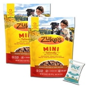 (2 pack) Zuke Mini Naturals Dog Treats Peanut Butter Flavor 16 oz (1 Lb) - Zuke Soft & Chewy Training Treats - Included 10ct Pet Faves Wipes