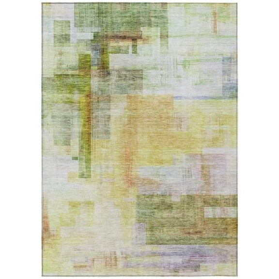 HomeRoots 602935 8 x 10 ft. Green, Yellow & Purple Abstract Washable Indoor & Outdoor Rectangle Area Rug