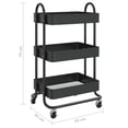 thumbnail image 7 of 3-Tier Rolling Utility Trolley Cart with Lockable Wheels, Heavy-Duty Steel Storage Organizer for Kitchen, Office, Bathroom & Beauty Supplies, Black, 16.9 x 13.4 x 31.1 Inches, 7 of 7