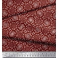 thumbnail image 3 of Soimoi Red polyester Crepe Fabric Seamless Damask Printed Fabric 1 Yard 42 Inch Wide, 3 of 4