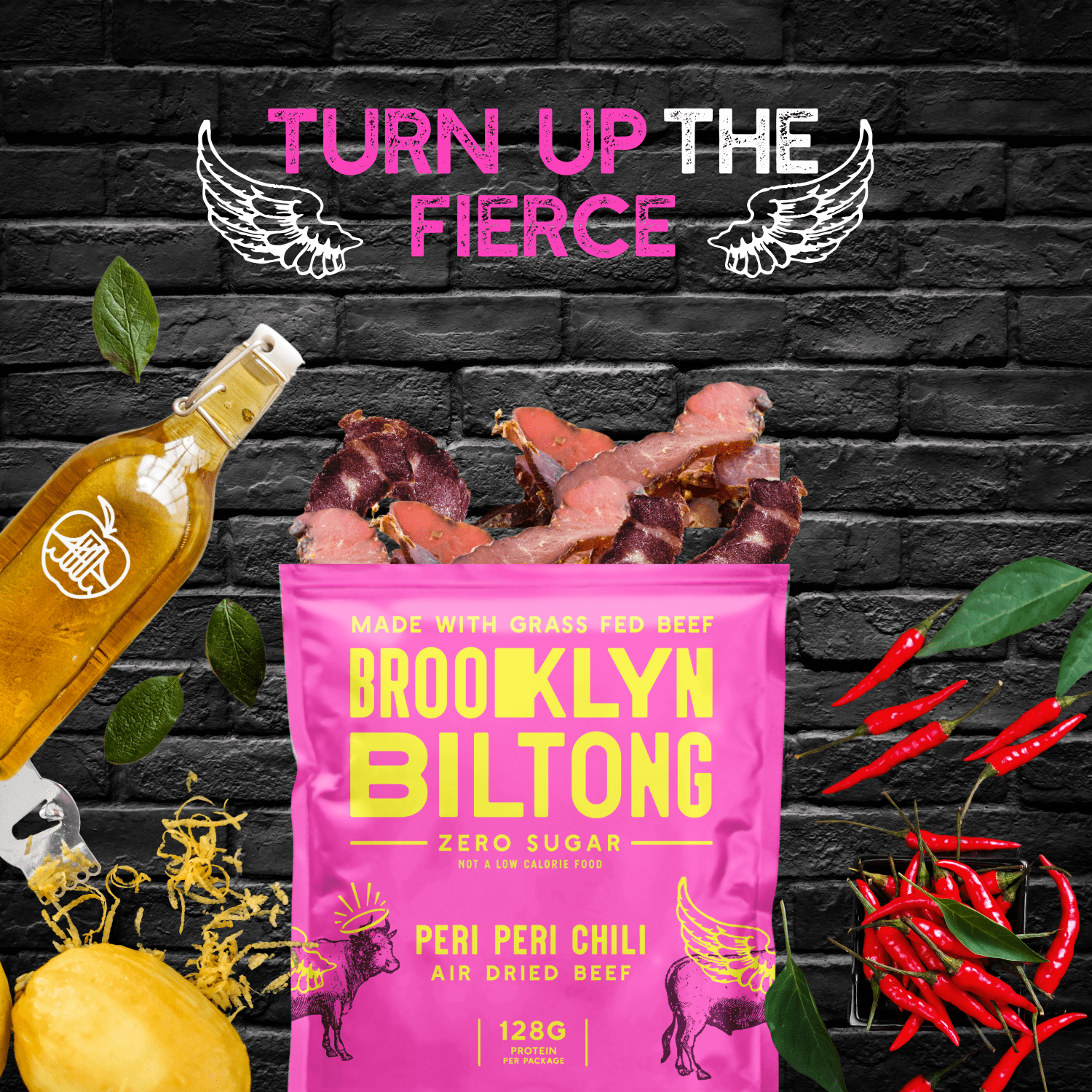 Brooklyn Biltong - Air Dried Grass Fed Beef Snack - Whole30 Approved, Paleo, Keto, Gluten Free, Sugar Free, Made in USA - 8 oz. Bag (Peri Peri)