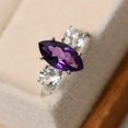 thumbnail image 2 of Purple Amethyst ring, marquise cut amethyst , engagement ring Three Stone Ring, 2 of 4