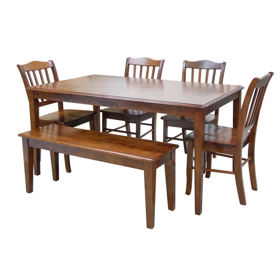Boraam Shaker 6-Piece Dining Set in Walnut Finish