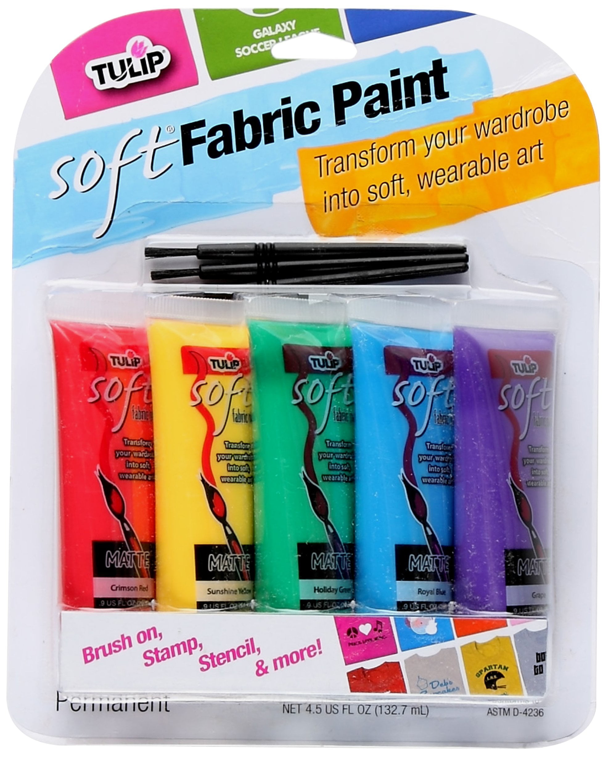 TULIP 29375 Soft Fabric Paint, 5-Pack, Multicolor
