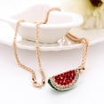 thumbnail image 2 of Kcodviy Fashion Women Charm Colorful Watermelon Rhinestone Cute Pendant Sweater round Necklace Woman's Jewelry Bar Necklaces for Women Simple Chain Necklaces for Women Initial Disc Necklace Me, 2 of 2