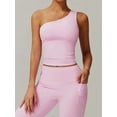 thumbnail image 3 of Women'S One Shoulder Tank Tops Sleeveless Slim Fit Cropped Tee Shirt Y2k Tops Pink XL, 3 of 8