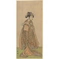 thumbnail image 2 of Katsukawa Shunshō 13x24 Black Ornate Framed Double Matted Museum Art Print Titled: One of the Segawas Holding a Letter (18th Century), 2 of 5