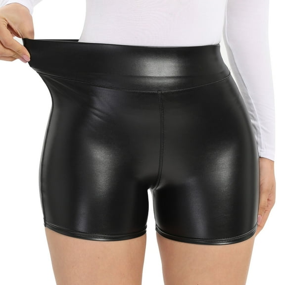 Prolriy Leather Shorts for Women 2024 Women's Leather Pants Leather Shorts PU Leather Pants Hot Pants Nightclub Casual Sports Pants Womens Shorts Black L