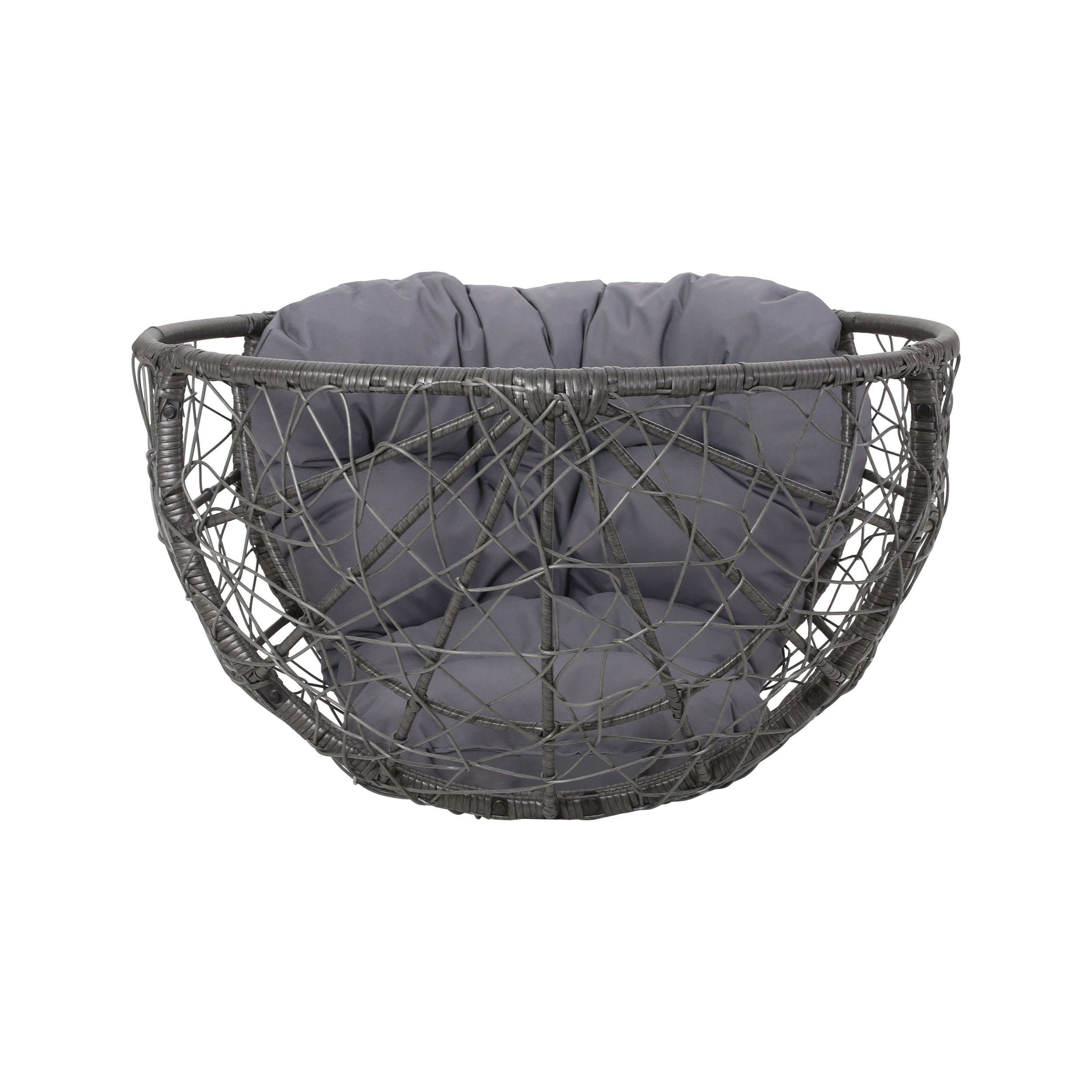 Keondre Indoor Wicker Teardrop Chair with Cushion, Gray and Dark Gray - image 3 of 11