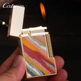 thumbnail image 3 of Kerosene lighter, Top Metal Pocket Lighter Daily Use, Sold Without Fuel.,SKU00822-金色斜条木纹（木纹颜色随机）, 3 of 11