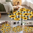 thumbnail image 5 of Small Round Rug 3Ft Washable Non-Slip, Sunflowers Blossom Circle Area Rugs for Living Room Bedroom, Spring Summer Garden Flowers Check Indoor Floor Mats Carpet Runner for Home Decor, 5 of 8