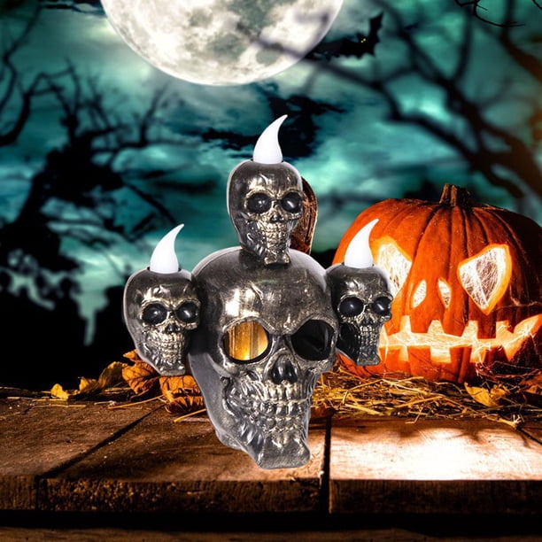 Estatua de de terror de Halloween, quemador de , 3 s pequeñas en una grande, decoración para fiestas, suministros dorado BLESIY Estatua de Halloween