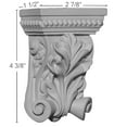 thumbnail image 2 of Ekena Millwork 2 7/8"W x 1 1/2"D x 4 3/8"H Helene Leaf Corbel, 2 of 4