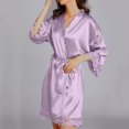 thumbnail image 6 of Alkepwun Kimono Robes for Women Lace Silky Bride Bridesmaids Robe Lightweight Short Satin Robe for Wedding Bridal Birthday Party, 6 of 7