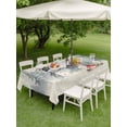 thumbnail image 3 of Outdoor Tablecloth with Umbrella Hole and Zipper, Christmas Snowman Rectangle Table Cloth 60x102 Inch Waterproof Tablecloth, Retro Xmas Forest Trees Golden Snowflakes Picnic Table Cover for Patio, 3 of 7