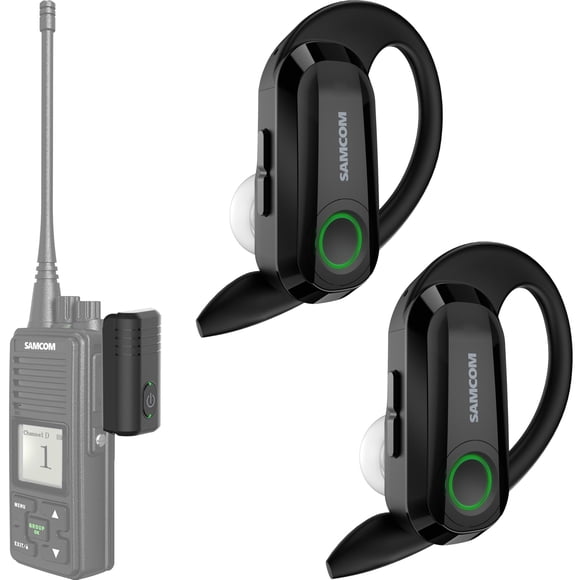 SAMCOM Wireless Headset with 2 Pin Dongle for FPCN10A/FPCN30A Walkie Talkies, BTEAR-02 Upgraded Hands-Free Wireless Two Way Radios Earpiece with Mic