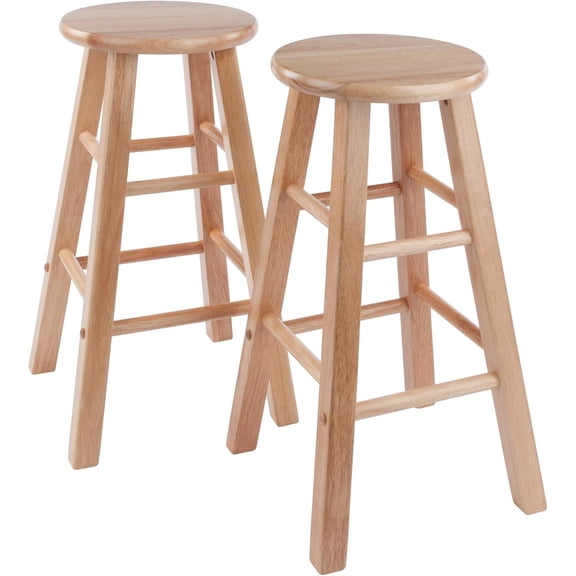 Element 2-Piece 24In Counter Stool Set, Natural Finish, Solid Wood, Modern Design