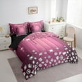 thumbnail image 3 of Feelyou Chic Bling Diamond Twin Bedding Sets 7-Piece, Princess Pink Sequin Print Bedding Comforter Set, Modern Fashion Reversible Sheet Sets, Breathable Home Decor, 3 of 7