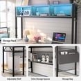 thumbnail image 6 of Homieasy L Shaped Desk with Power Outlets and USB Ports, 55'' Reversible L-Shaped Gaming Desk with LED Strip and Storage Shelves, Industrial Corner Computer Desk with Hutch for Home Office, White Oak, 6 of 8