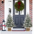 thumbnail image 2 of Topbuy 2 Pack 4 FT Pre-lit Artificial Entrance Christmas Tree Faux Snow Flocked Xmas Tree, 2 of 9