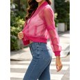 thumbnail image 4 of Women's Crop Mesh Sheer Bomber Jackets Lightweight Long Sleeve Zip Up Jacket Outwear, 4 of 6