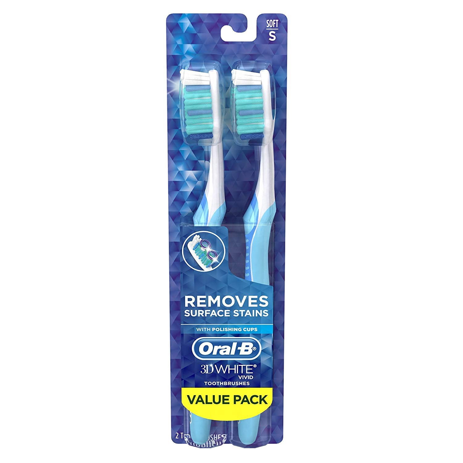 Oral-B Advantage 3D White Vivid Toothbrushes Soft, 2 Each (Pack of 3)