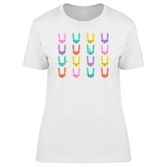 Cute Colorful Bunny Doodles T-Shirt Women -Image by Shutterstock, Female x-Large