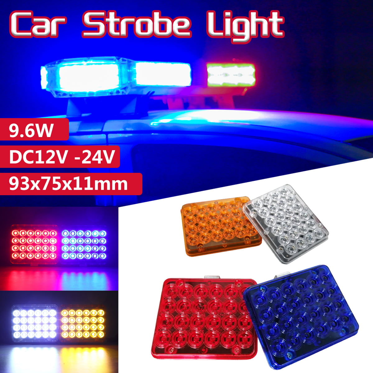 Details about   LED Strobe Light Roof Top Emergency Warning Flash Yellow Light For Truck/Car 