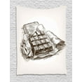 thumbnail image 1 of Chocolate Tapestry, Sketch of A Chocolate Bar Yummy Hand Drawn Food Dessert Kitchen Art, Wall Hanging for Bedroom Living Room Dorm Decor, 40W X 60L Inches, Dark Brown and Coconut, by Ambesonne, 1 of 2