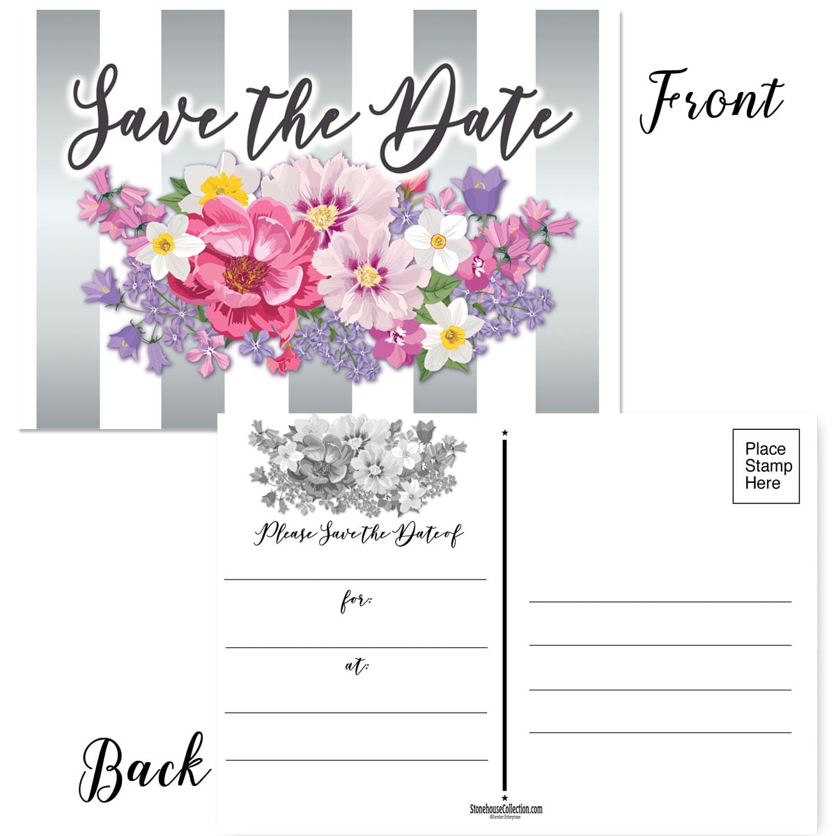 Floral Save The Date Postcards Set of 40 Postcards