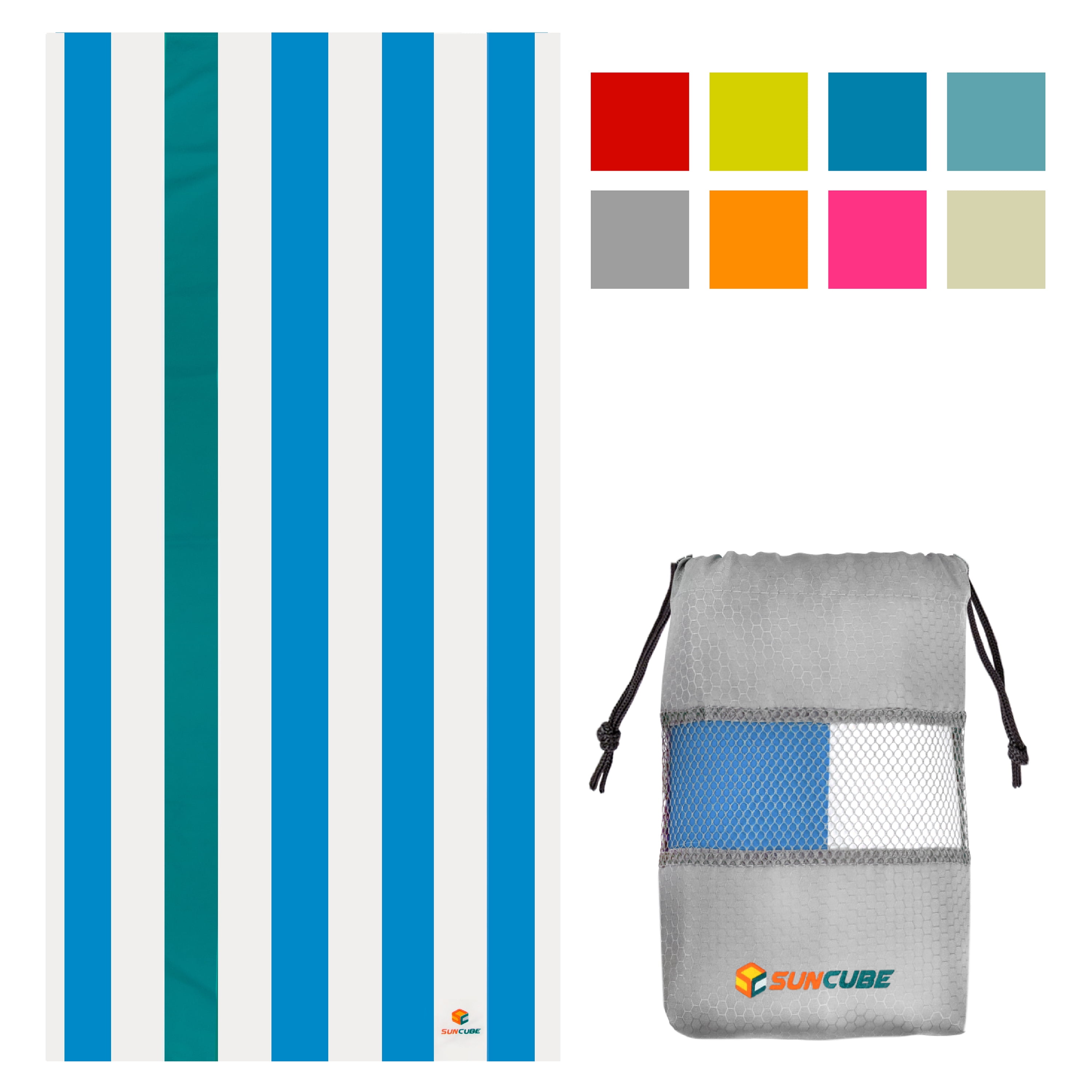 SUN CUBE Microfiber Beach Towel, Quick Dry Sand Free Beach Towel